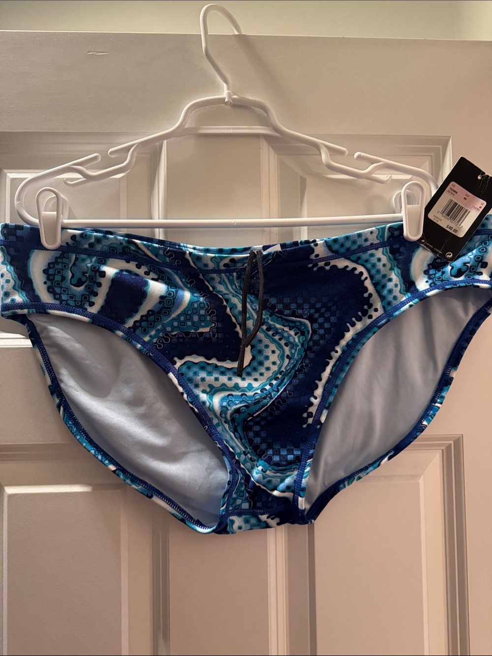 Men's NIKE Blue Abstract Print Swim Briefs size 40